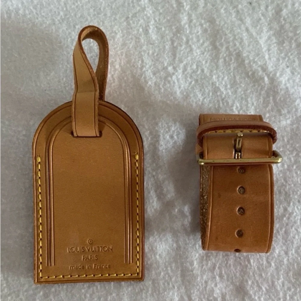 Louis Vuitton Tan Vachetta Leather Luggage Tag EUC - Picture 3 of 7